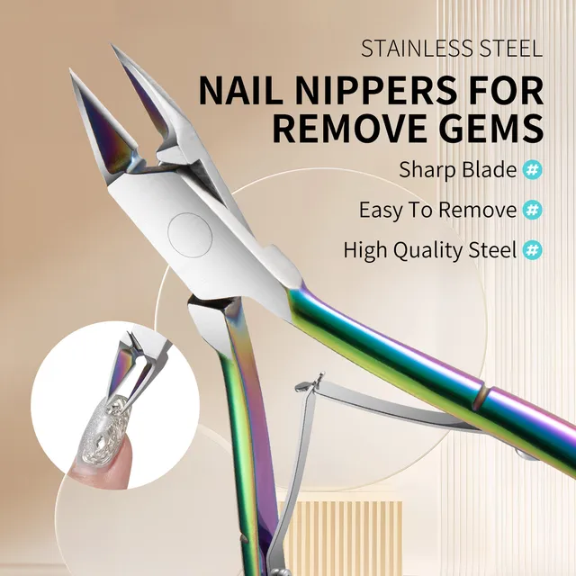 Manicure ze stali nierdzewnej szczypce do usuwania ozdób do paznokci dżetów narzędzie do usuwania klejnotów narzędzie do paznokci szczypce do rozładunku paznokci nożyczki łańcuchowe