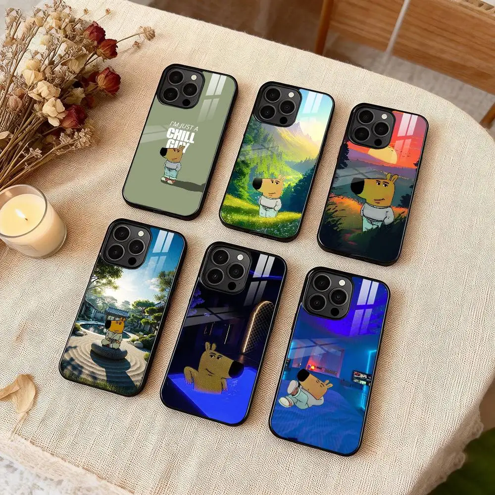 

Hot C-Chill Guy Phone Case For iPhone 17 16 15 14 13 12 Pro Max Plus for Magsafe Mirror Wireless Magnetic Cover