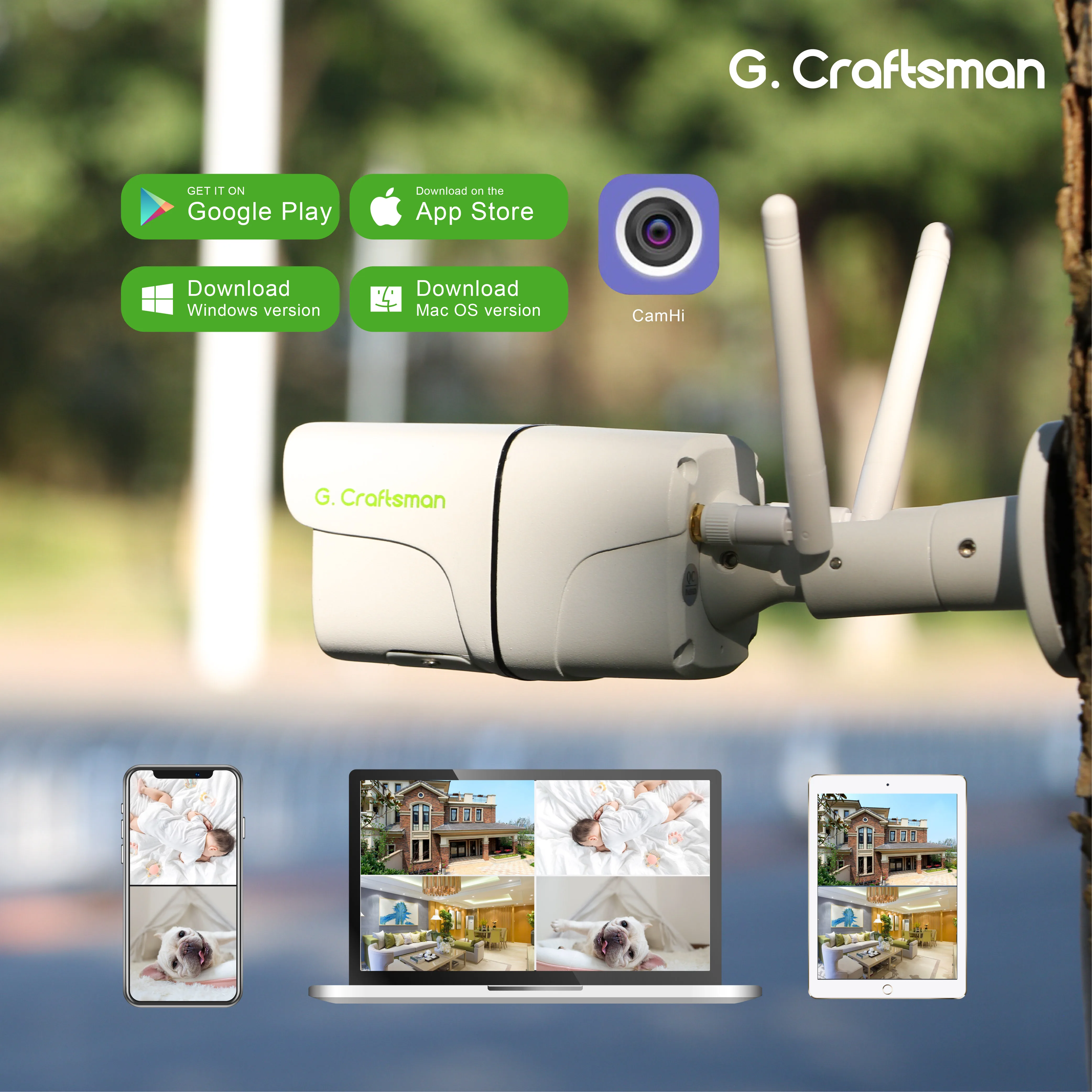 RU G.Craftsman 4G HD 5MP Audio Wireless Security Video TF Card slot Surveillance Camhi Without SD Card