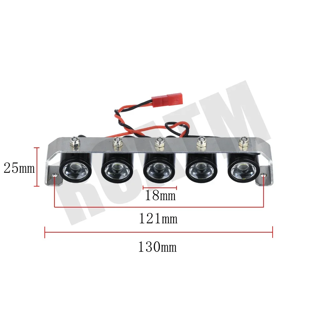 High Quality Metal Roof Light Spotlight 5 LED 5W Highlight For 1/10 RC Car TRX4 D90 D110 Axial Scx10 UDR X-MAXX E REVO Slash