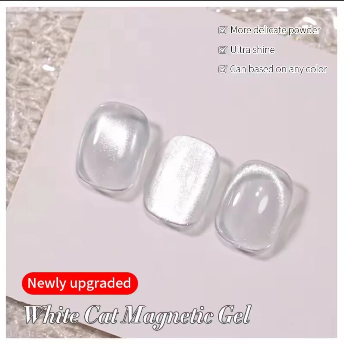 1-9 Stück 10ml Flow Light Weißer Katzenauge-Gel-Nagellack Ultra-Glanz Abziehbarer UV-Gel Spiegel-Glas-Katzenauge Magnetischer Gel-Lack – Detail 6