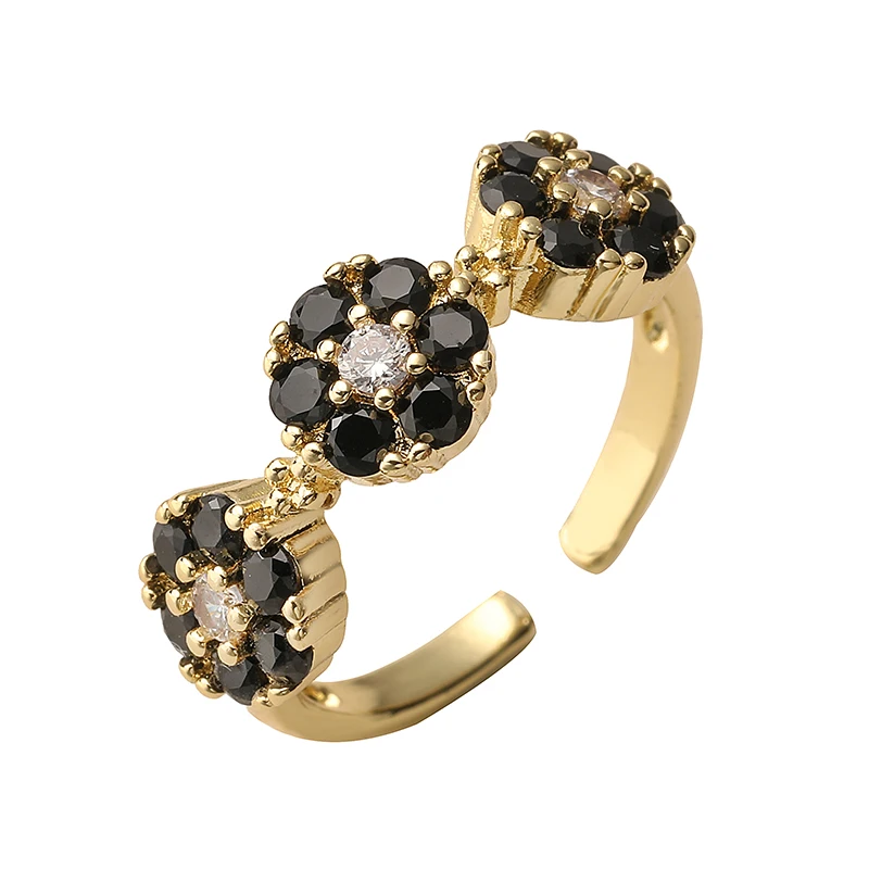 HECHENG,Temperament Sweet Flower Finger Rings for Lady Luxury Inlaid AAA CZ Fashion Opening Rings Women's Finger Accessories Gif image 6