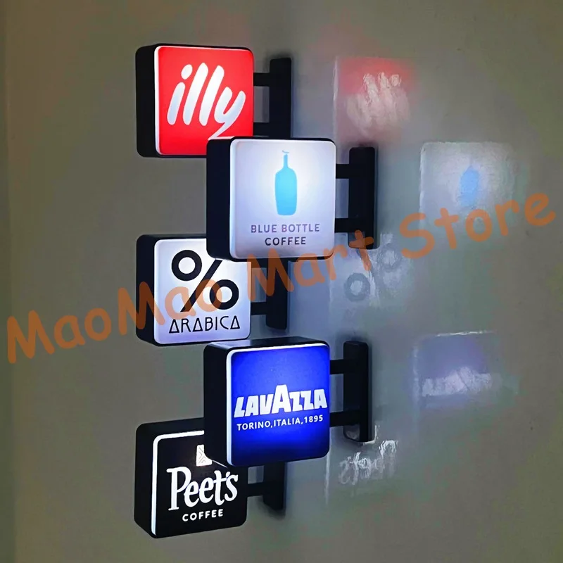Classic World Coffee Logo Light Sign Fridge Magnet Italian Arabica Lavazza Blue Bottle Peppermint Coffee Home Decorations