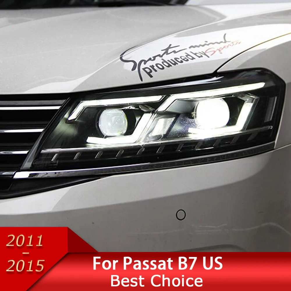 Car Lights for Passat B7 US Version 2011-2015 LED Auto Headlight Assembly Upgrade Bifocal Lens Dynamic Signal Lamp Accessories