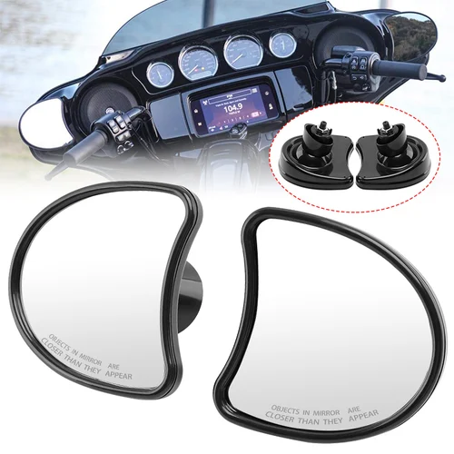Espejos de montaje de carenado de ala de murciélago para motocicleta, espejo retrovisor lateral para Harley Touring Electra Street Glide 2014-up