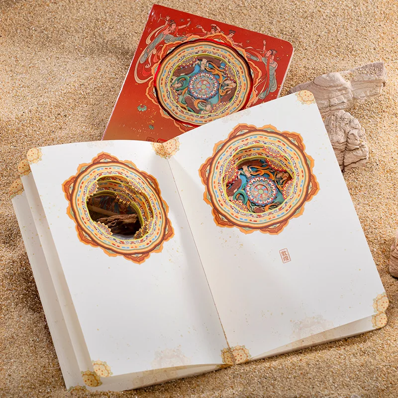 National Trend Paper Carving Notebook Dunhuang Series 3D Stereo Prosperous Flying Apsaras Cultural Creative Stamp Book