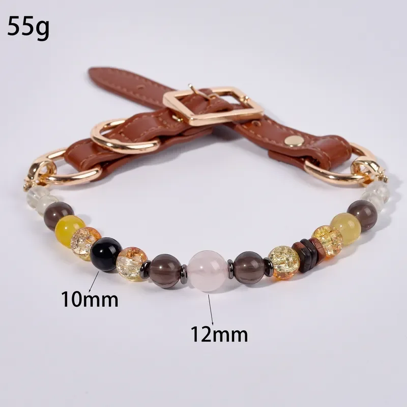 Pet crystal collar Citrine beaded dog necklace Pet store cross-border hot-selling pet crystal collar
