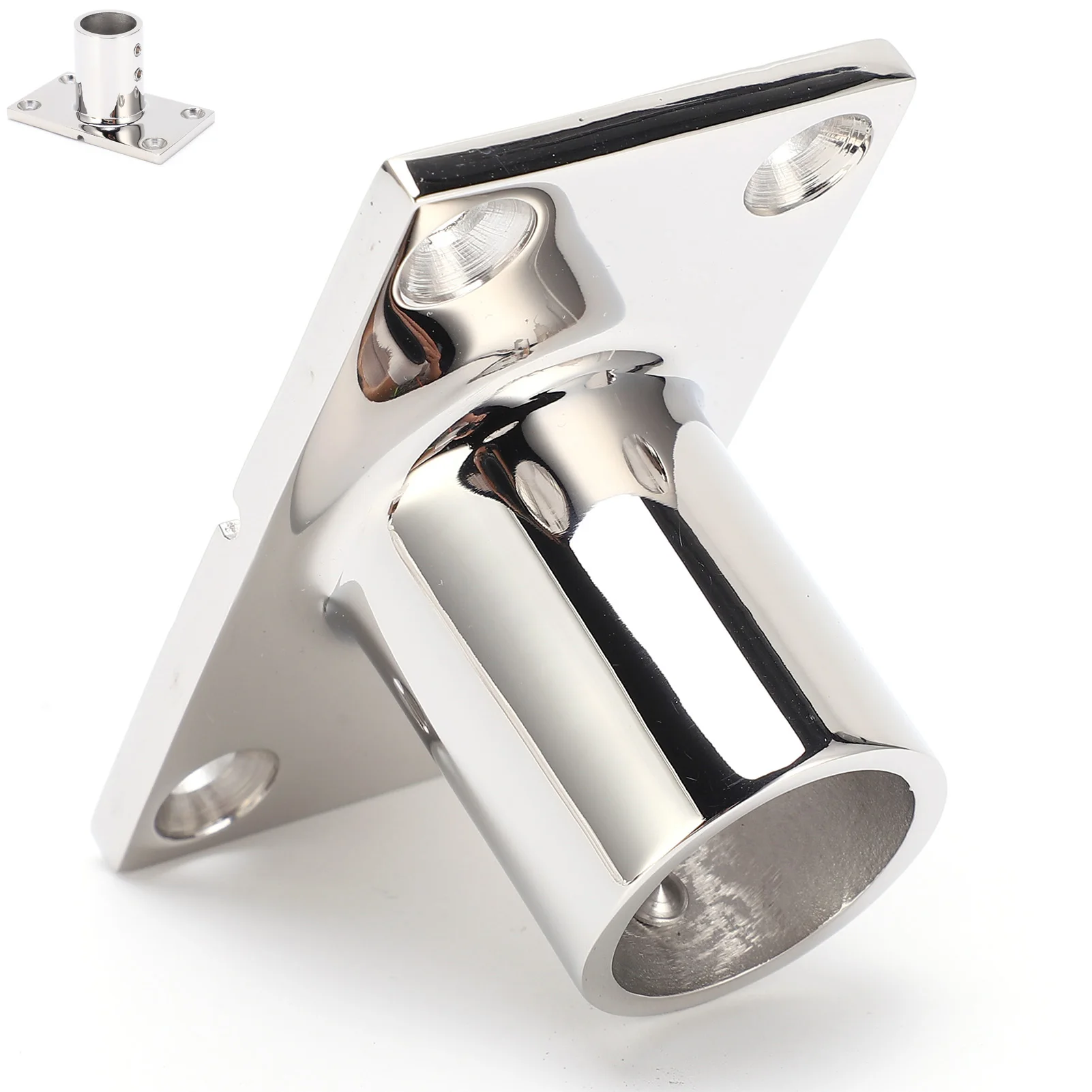 Stanchion Base Stainless Steel 90 Degree Rectangular Durable AntiCorrosion Polishing Hnadrail Fitting for Boat Yacht
