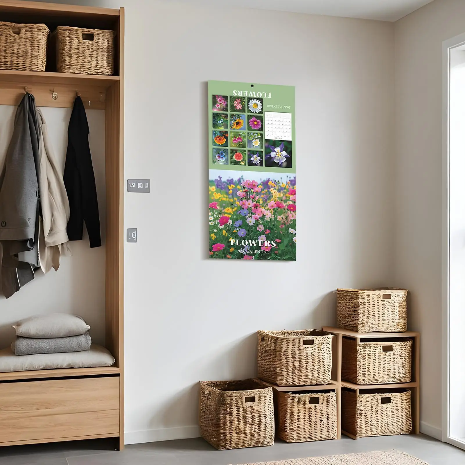Calendario 2026 Pianificazione da parete Calendario appendibile Tema floreale Programma di 12 mesi Forniture per artisti Studenti Natura