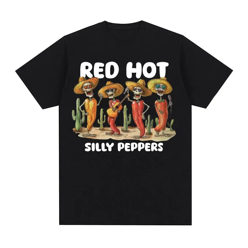 Red Hot Silly Peppers Band Meme T Shirt Funny Red Hot Music Aesthetic Tee Shirt Men Women's Casual 100% Cotton Oversized T-shirt