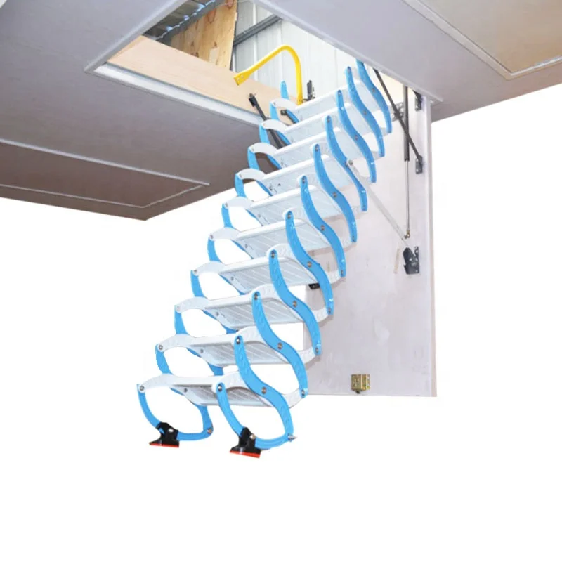 ！@Foldable Telescopic Stair Ladder with Stainless Steel & Galvanized Steel Modern Design for Villa Use Customizable Size view 6