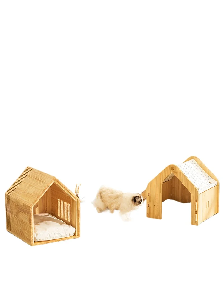 Pet wooden house house  litter universal  litter cat house cat villa removable and washable