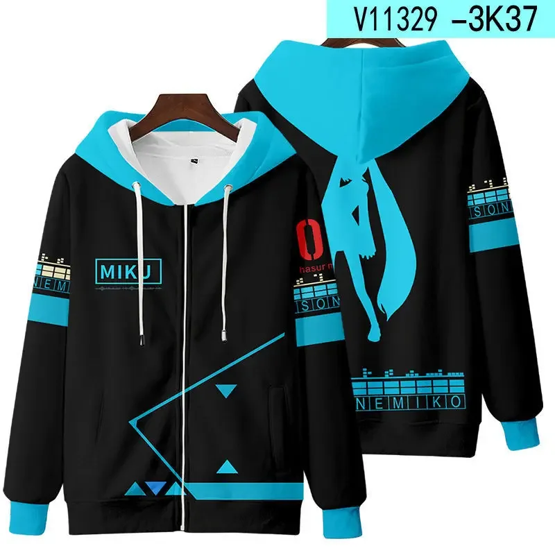 Kawaii Cartoon Hatsune Miku Anime-Charaktere Winter 3D-Druck Reißverschluss-Cardigan Kapuzenpullover Freundschafts-Überraschung Geburtstagsgeschenke – Detail 4