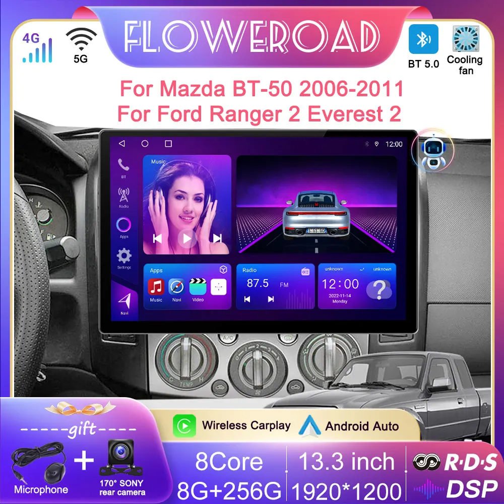 

13.3inch Android All in one For Mazda BT-50 J97M 2006 - 2010 For Ford Ranger 2 Everest 2 Car Video Multimedia Player GPS Carplay