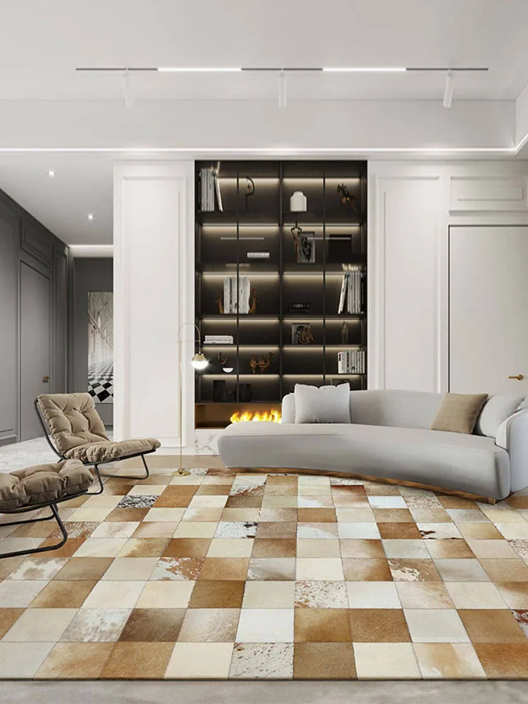 Handmade Real Cowhide Carpet Living Room Customize Any Size Sofa Table Floor Mat American Style Bedroom Area Rug Study Room Rug