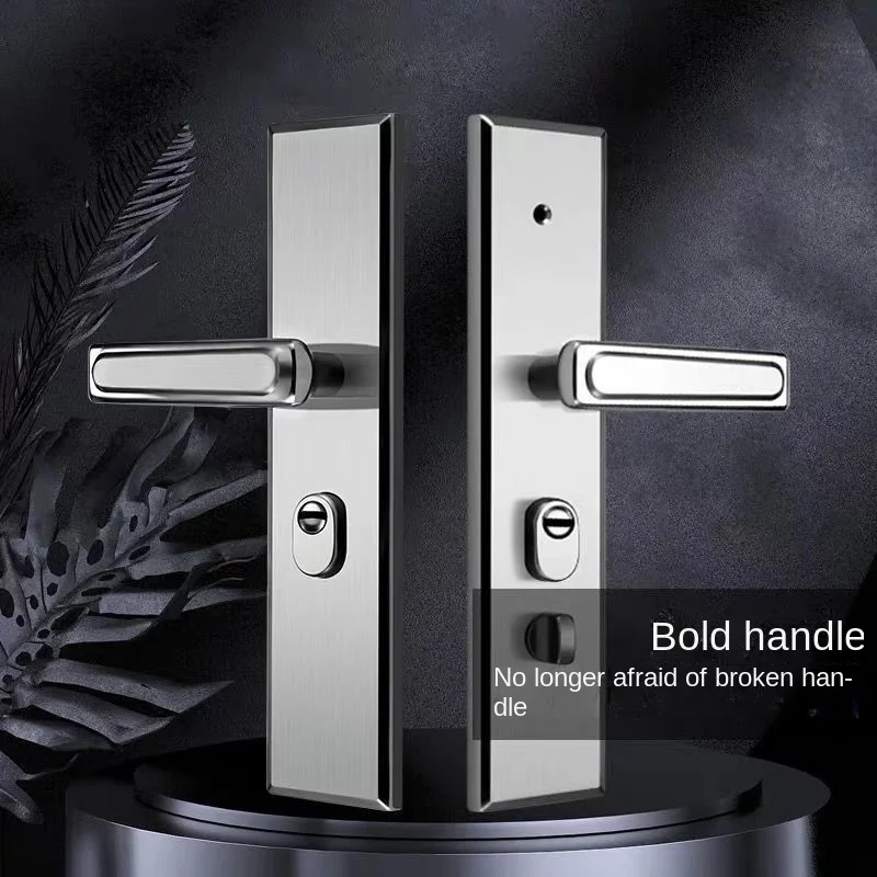 

Universal Entrance Security Door Lock Stainless Steel Shinny Multifunction Anti-theft Door Handle Lock Mechanical Lock Set