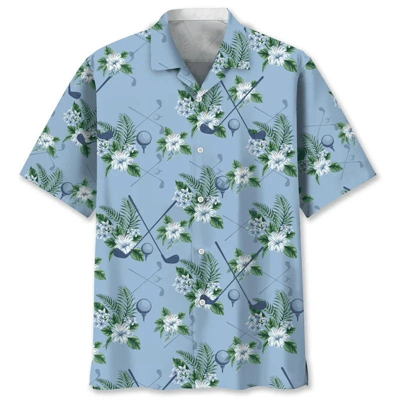 Camisa hawaiana con estampado 3d de Golf para hombre, Blusa de manga corta con botones y solapa, ropa de calle fresca, Verano