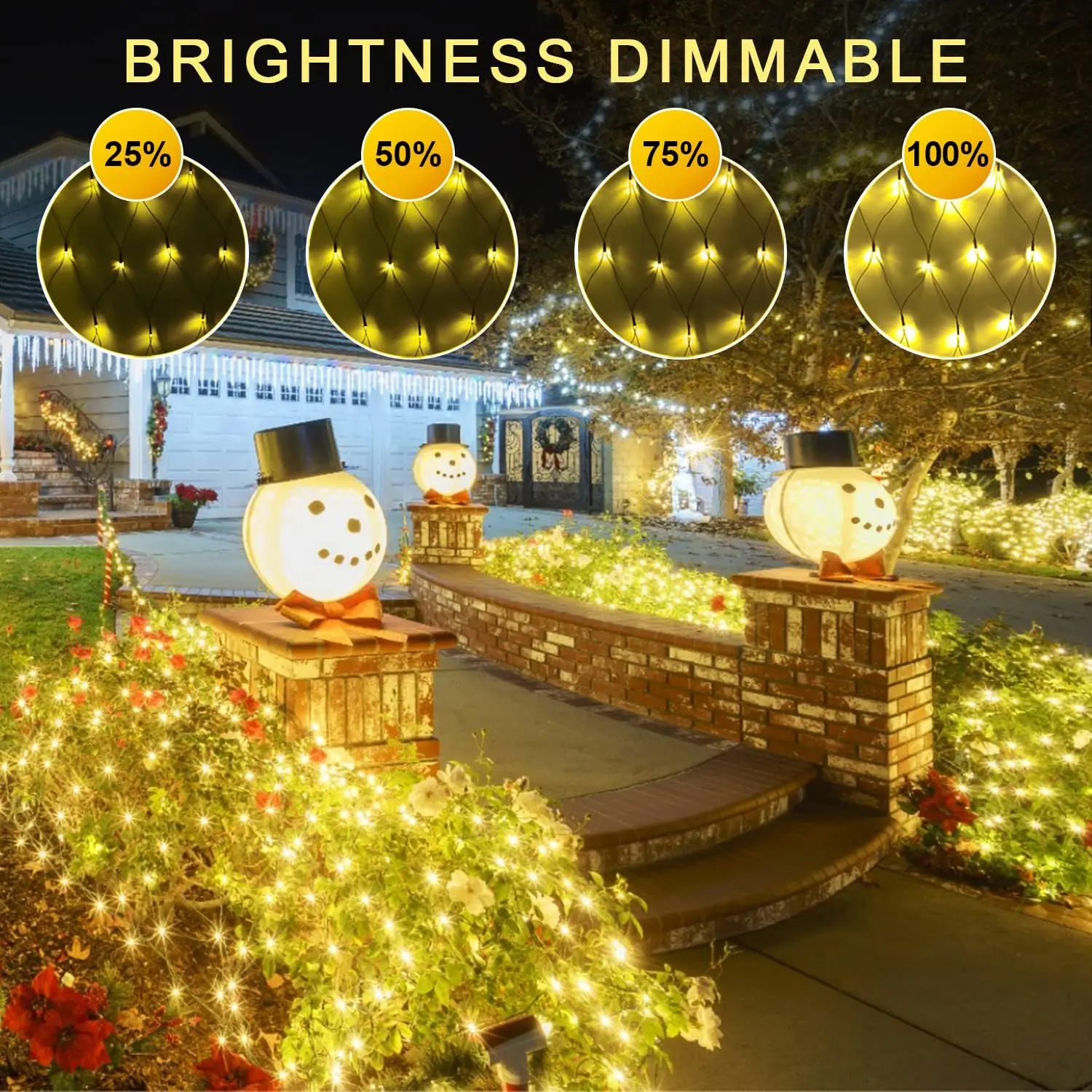 Imagem -05 - Impermeável ao ar Livre Natal Luzes Líquidas Luzes de Malha Conectáveis com Controle Remoto 360 Led 12ft x 5ft