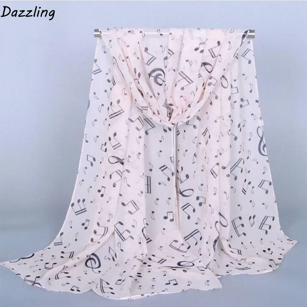 

Новое поступление, модный лист, скрипичный ключ с принтом, женский подарочный аксессуар, шарф с музыкальной нотой, шаль, шифоновый шелковый шарф, глушитель