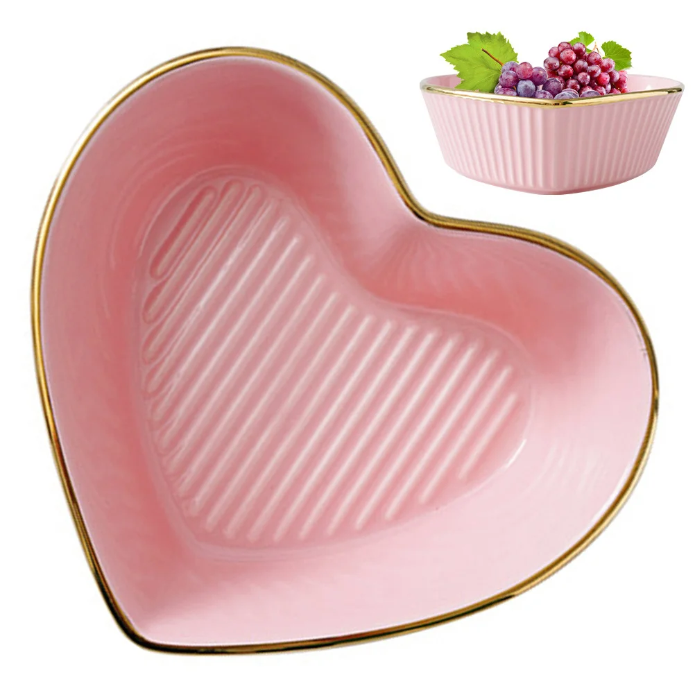 

1Pcs Heart Shape Ceramic Bowl Nordic Style Multi-Purpose for Afternoon Breakfast Home Party Decoration