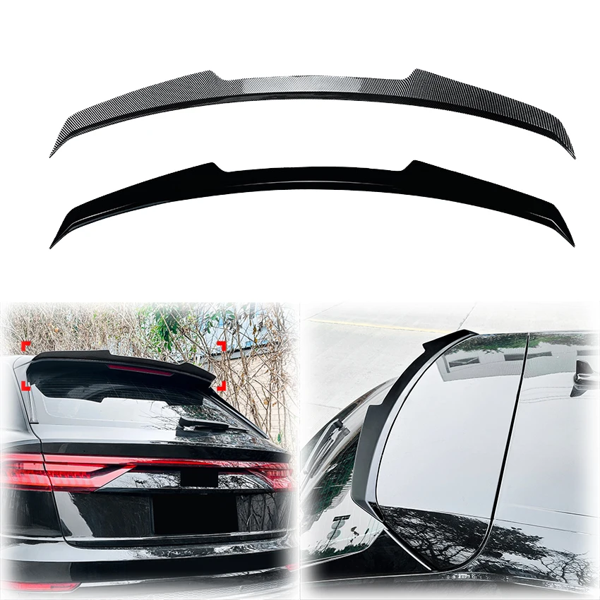 

2019 2020 2021 2022 2023 2024 For Audi Q8 SQ8 Sline Rear Roof Spoiler Wing Lip By Gloss Black Carbon Look ABS Cover Body Kit