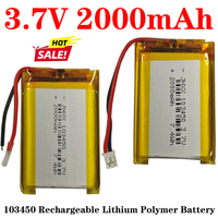 103450 3.7V 2000mAh Rechargeable Polymer Lithium Battery Jst PH 2.0mm 2pin Plug for Camera GPS Navigator MP5 Bluetooth Headset