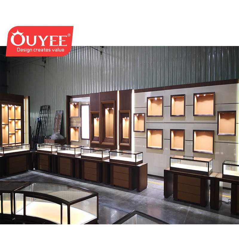 Customized-LED Lighting Jewellery Shop Counter Jewellery Display Cabinet Jewelry Shop Display Showcase