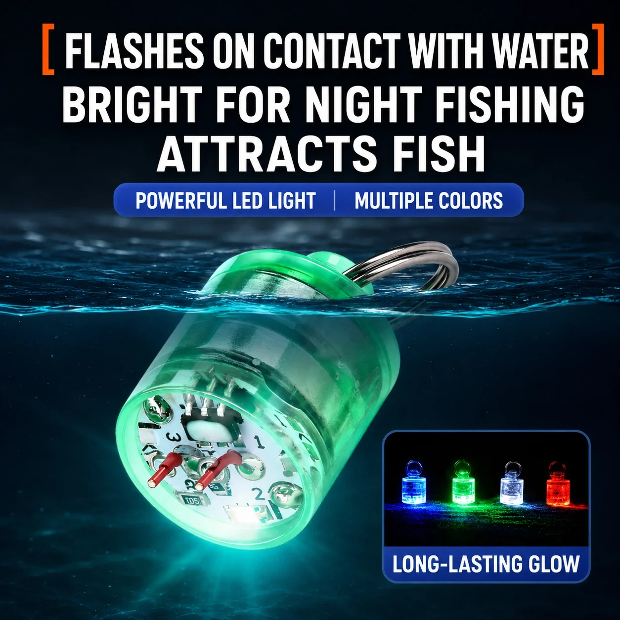 RaffordMini Angelköder-Lampe, Leuchtender Köder, LED-Blinklicht, Tintenfisch-Köder, Angelzubehör – Detail 5