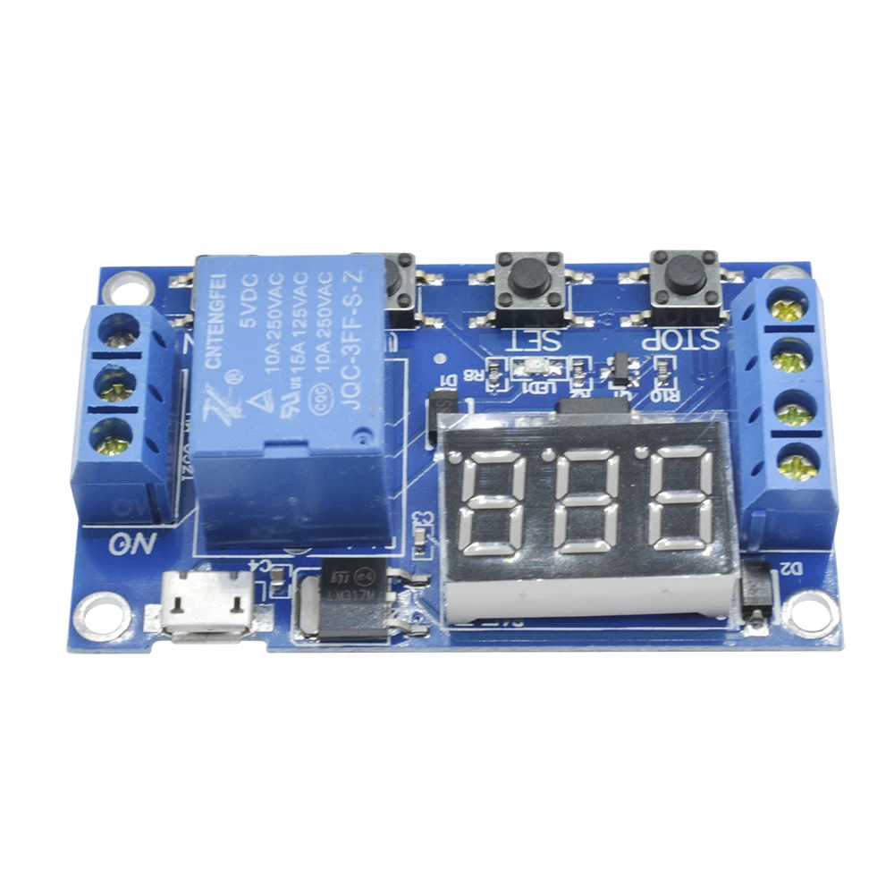 5V Type-C Micro USB Time Delay Relay Module 4 Button 3 Digit Digital Tube LED Digital Delay Relay Trigger Timer Control Switch