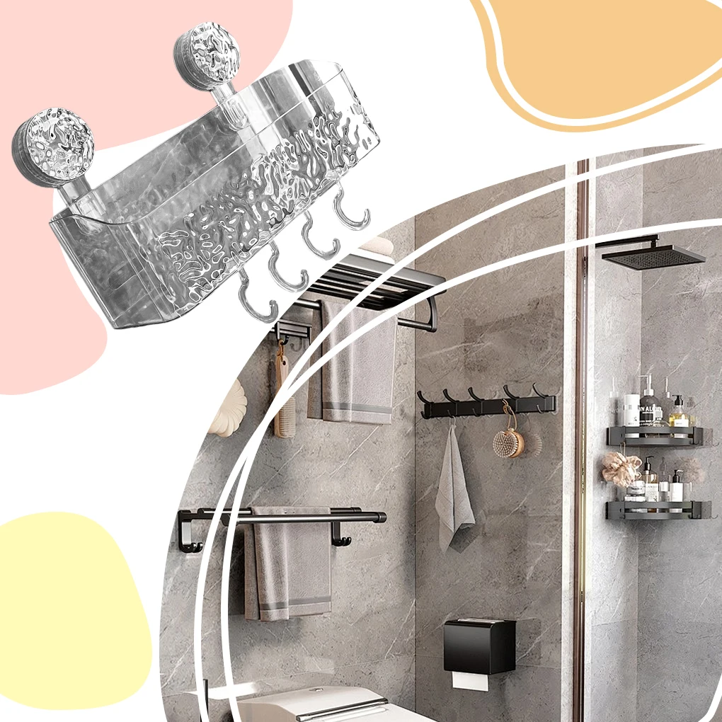 Bathroom Suction Cup Storage Rack Transparent Rack Light Luxury Style Glacier Pattern Suction Cup Shelf Punch-Free Sorting Box