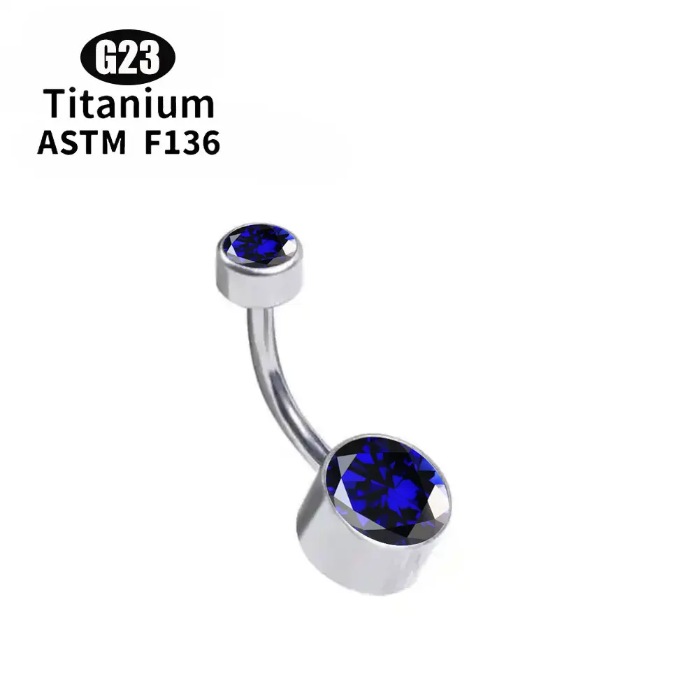 Women's G23 Titanium Round Zircon Belly Button Ring