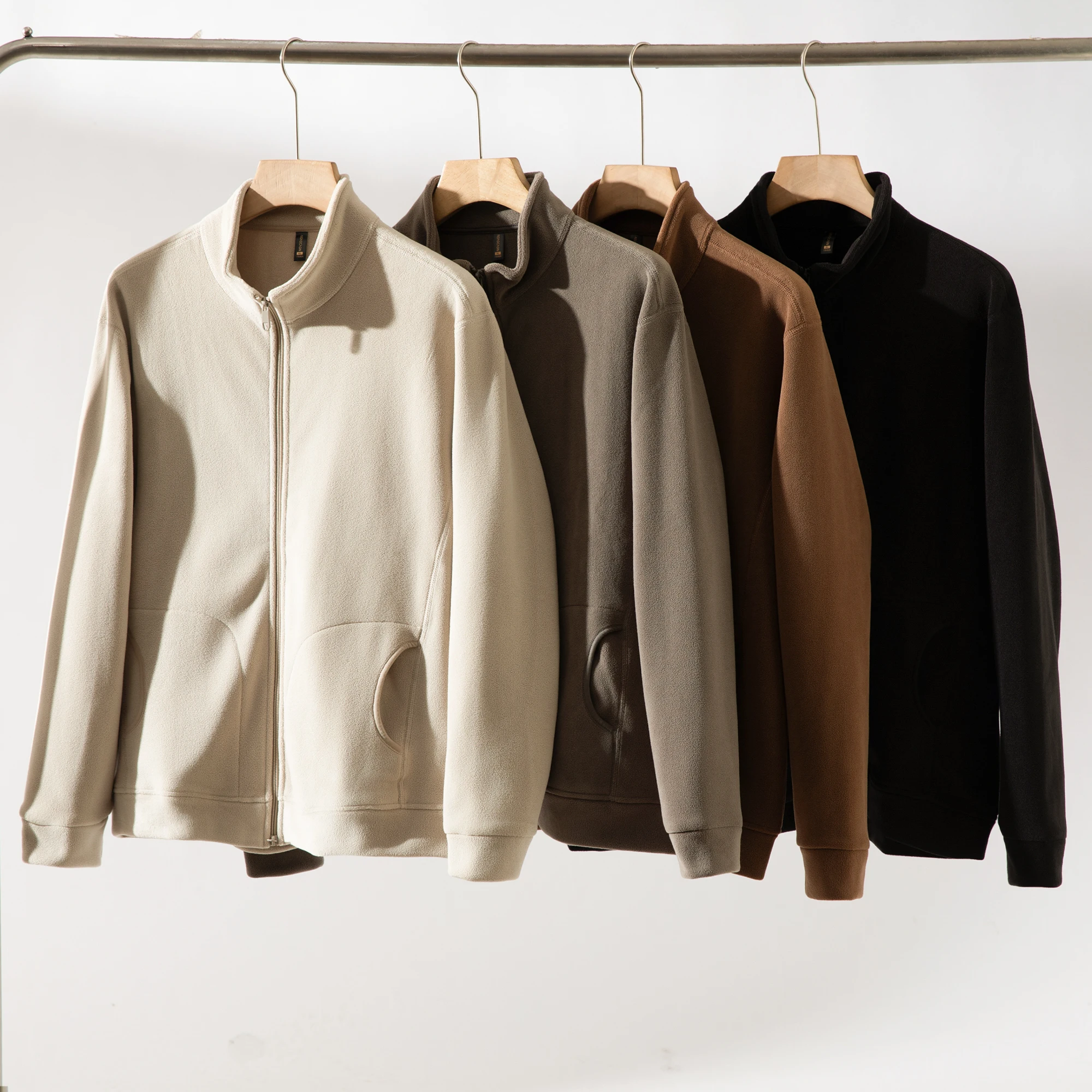 

Trade King Men's Double-Sided Fce Stand Collar Jaet Thiened Autumn Winter Polyester Fiber Long Sve Stand Fit Coat