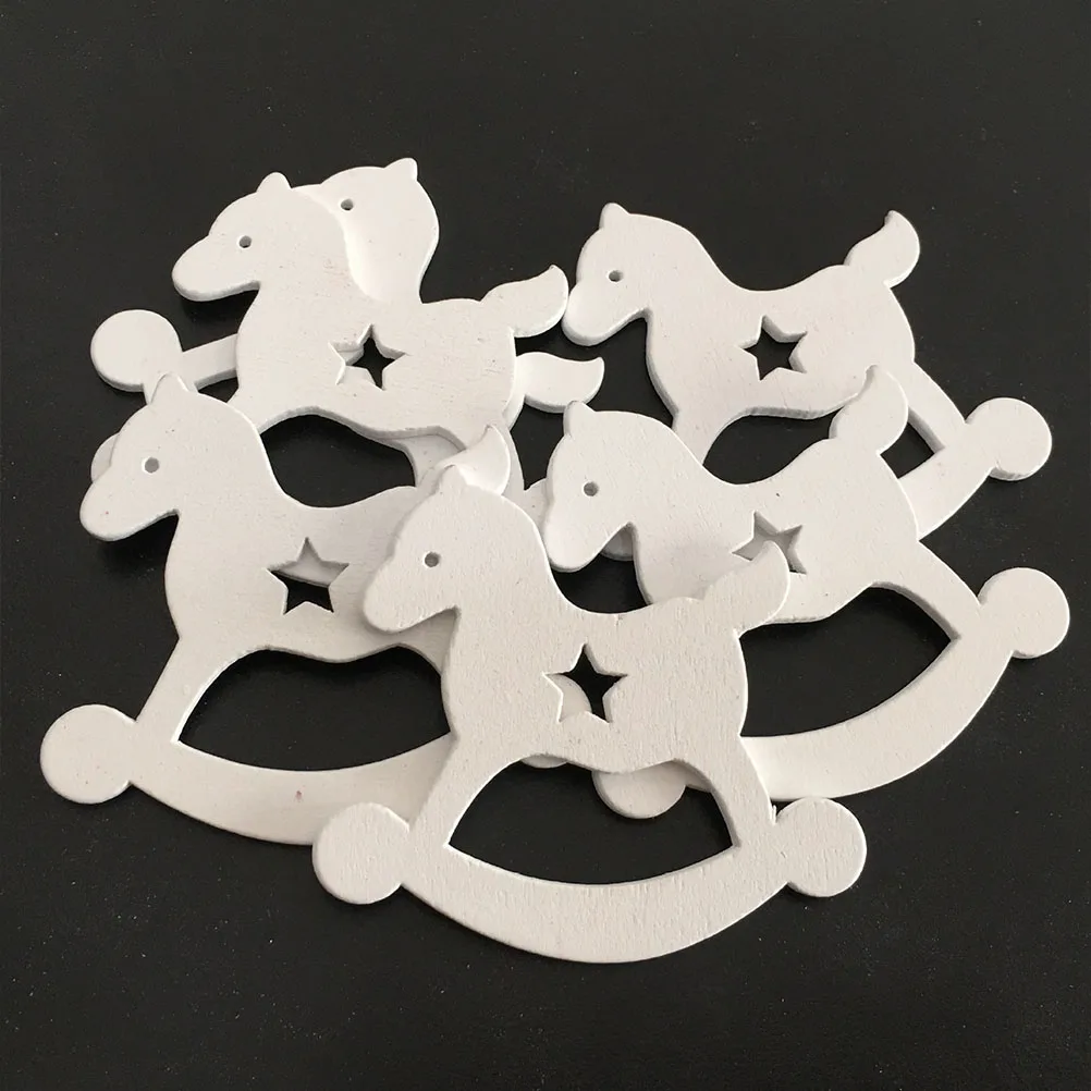 

10Pcs Horse Shaped Wooden Christmas Ornament Hanging Pendant for Tree Decor Craft Party Holiday Room Decoration