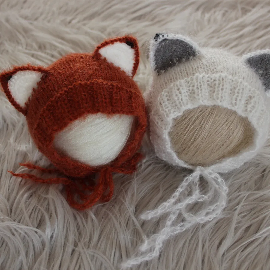 Newborn Baby Fox Bonnet Fox Baby Bonnet Newborn Fox Hat Newborn Knitted Ptoto Prop