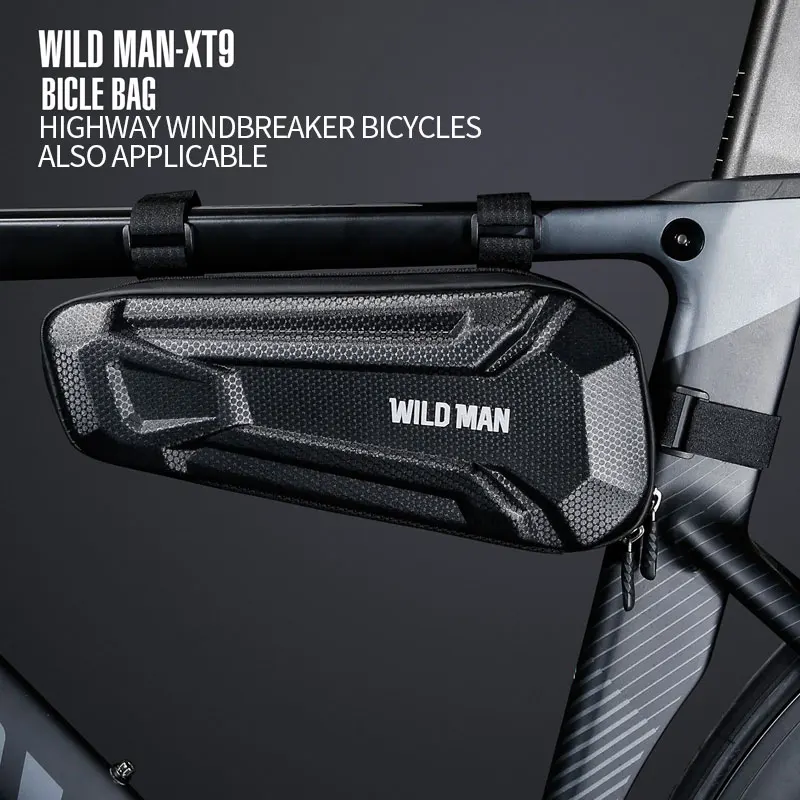 WILD MAN XT9 Mountain Bike Road Front Beam EVA Hard Shell Triangle Bag, Electric Motorcycle Side Bag, Outdoor Cycling Equipment