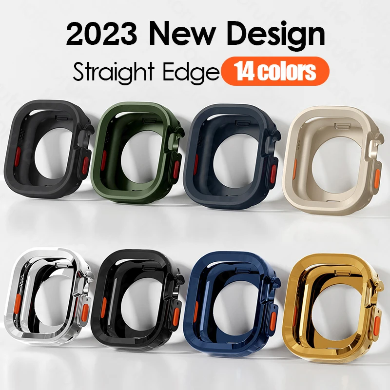 Straight Edge Candy Case For Apple Watch Cover Ultra 2 49 mm Soft Silicone Protective Bumper For iWatch Ultra2 49mm Men Women