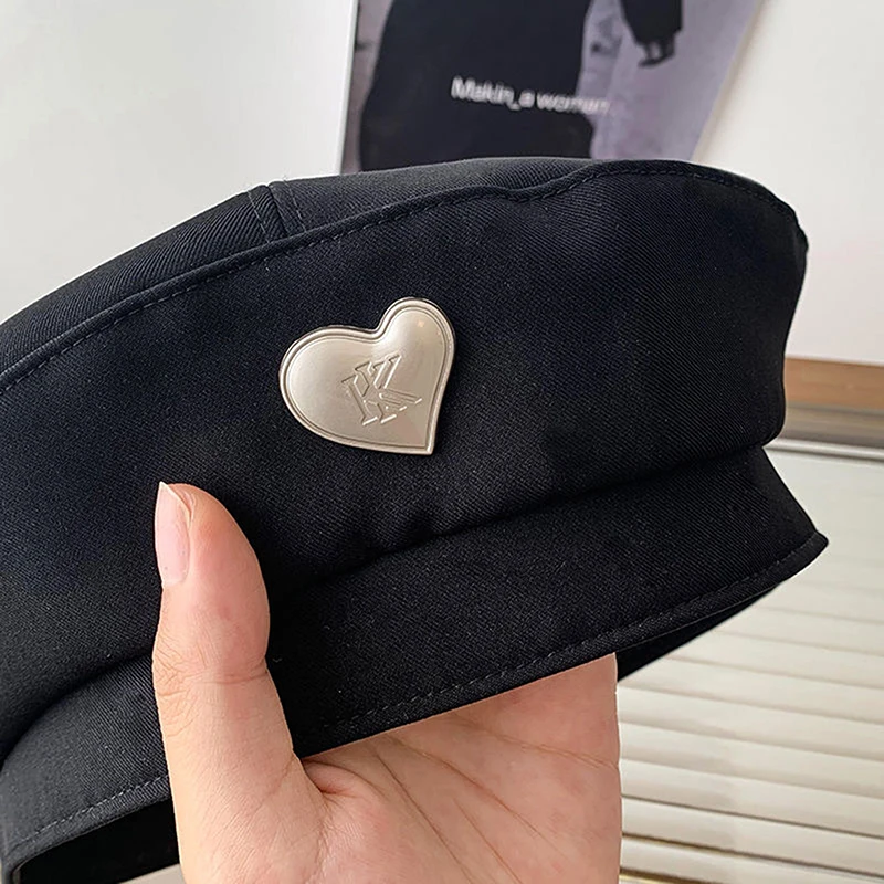 Baret katun wanita musim dingin topi Vintage Perancis kotak-kotak atas topi pelukis topi musim gugur musim dingin jalan Oktagonal topi baret