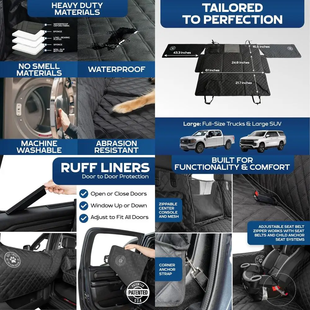 

Ruff Liners Large Back Seat Extender for Dogs, Black – As Seen on Shark Tank – Flat Bridge Platform for Full-Size Trucks, Stable