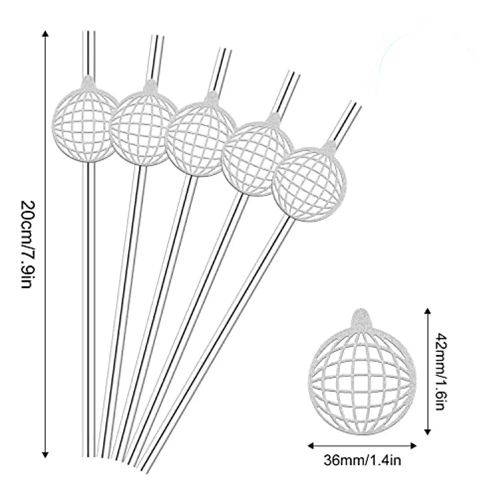 30 PCS Disco Straws 70s Disco Paper Straws Mirror Silver Foil Paper Straw Bachelorette Party Birthday Bridal Retro Disco Party