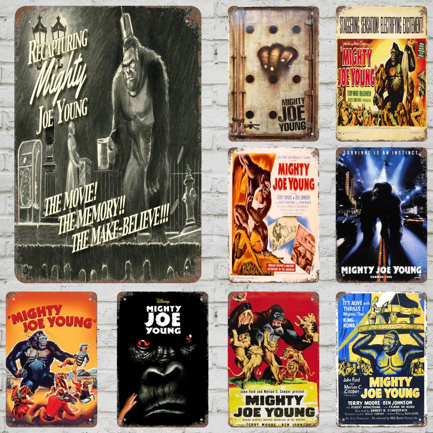 

MINISO Mighty Joe Young Classic Poster Rusty Metal Plaque Retro Decorative Plate Bar Cave Garage Metal Sign Wall Decoration