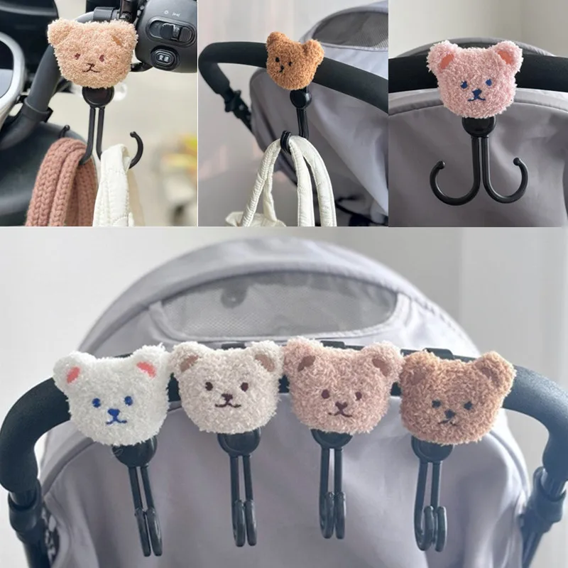 1/2 PC Cartoon Plush Bear Baby Stroller Hooks Children Cart Pram Diaper Bag Hook Organizer Pushchair Hanger Stroller Accessories