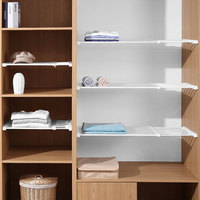 1pcs Expandable Closet Shelf Plastic Tension Rod Rack For Wardrobe Cabinet Bathroom Kitchen Storage Organizer Divider