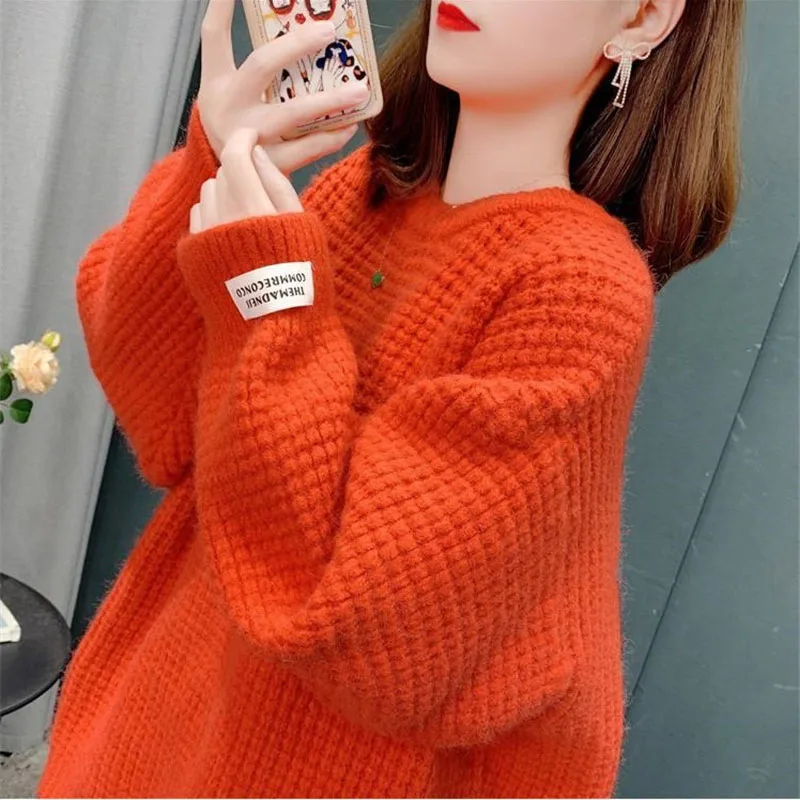 

2026 New Spring Autumn Winter Fashion Sweater Women Pullover Knitted Sweater Mid-length Versatile Knitwear Top Female