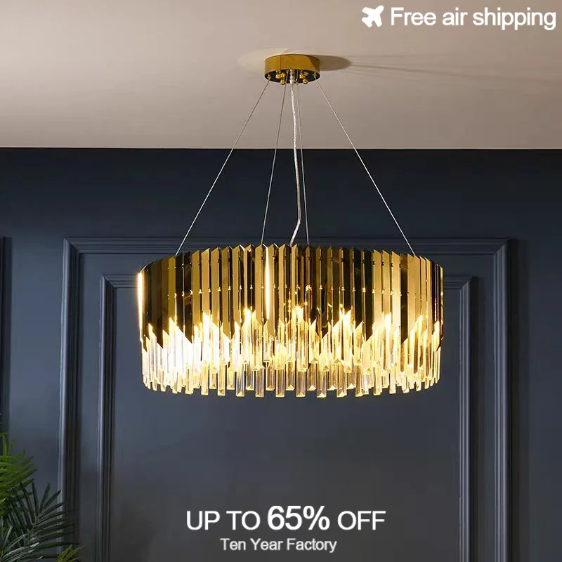 

Modern Luxury Gold Crystal Ceiling Chandelier Suspension Luminaire For Dining Room And Living Room Indoor Lighting