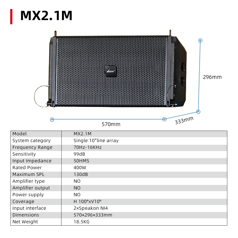 Lane MX2.1 Factory Price Professional Super Bass Portable PA Waterproof 18 Inch Active Line Array Sound System Speaker