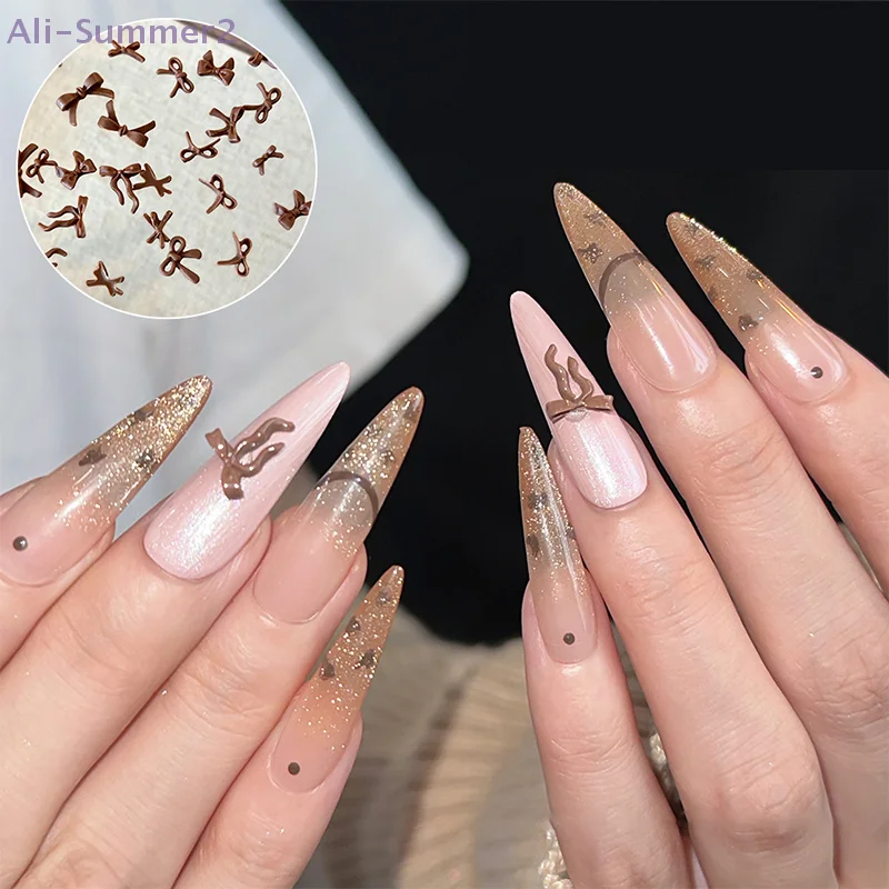 {MX} 50Pcs Cute Bow Bear Capybara Nail Charms Brown 3D Resin Nail Art Jewelry DIY Manicure Decor Accessories