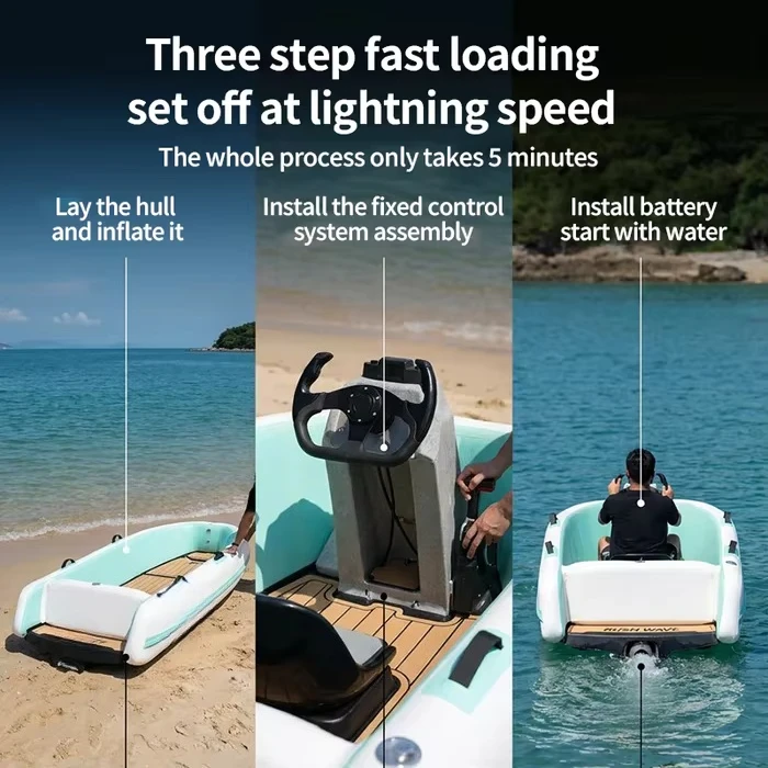 RUSH WAVE 2026 Inflatable Water Go Kart Boat Lightweight Inflatable Hull 360° Drift Electric Racing Boat for Calm Inland River