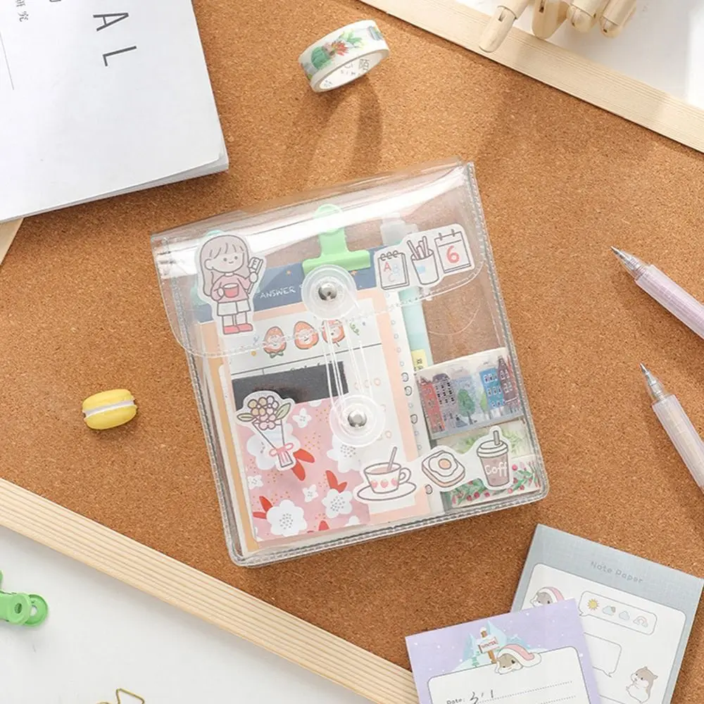 Waterproof PVC Pencil Pouch Large Capacity Square Rectangle Transparent Storage Bag Visible Clear Stationery Stickers Bag