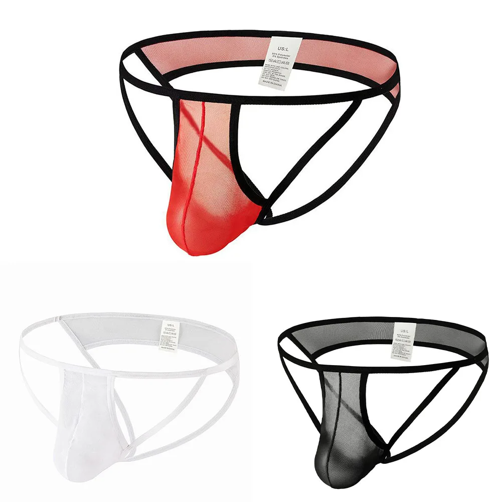 

For Nighttime Bulge Pouch Mesh G-strings Sexy Low Waist Underwear Hollow Out Design Solid Pattern Various Sizes