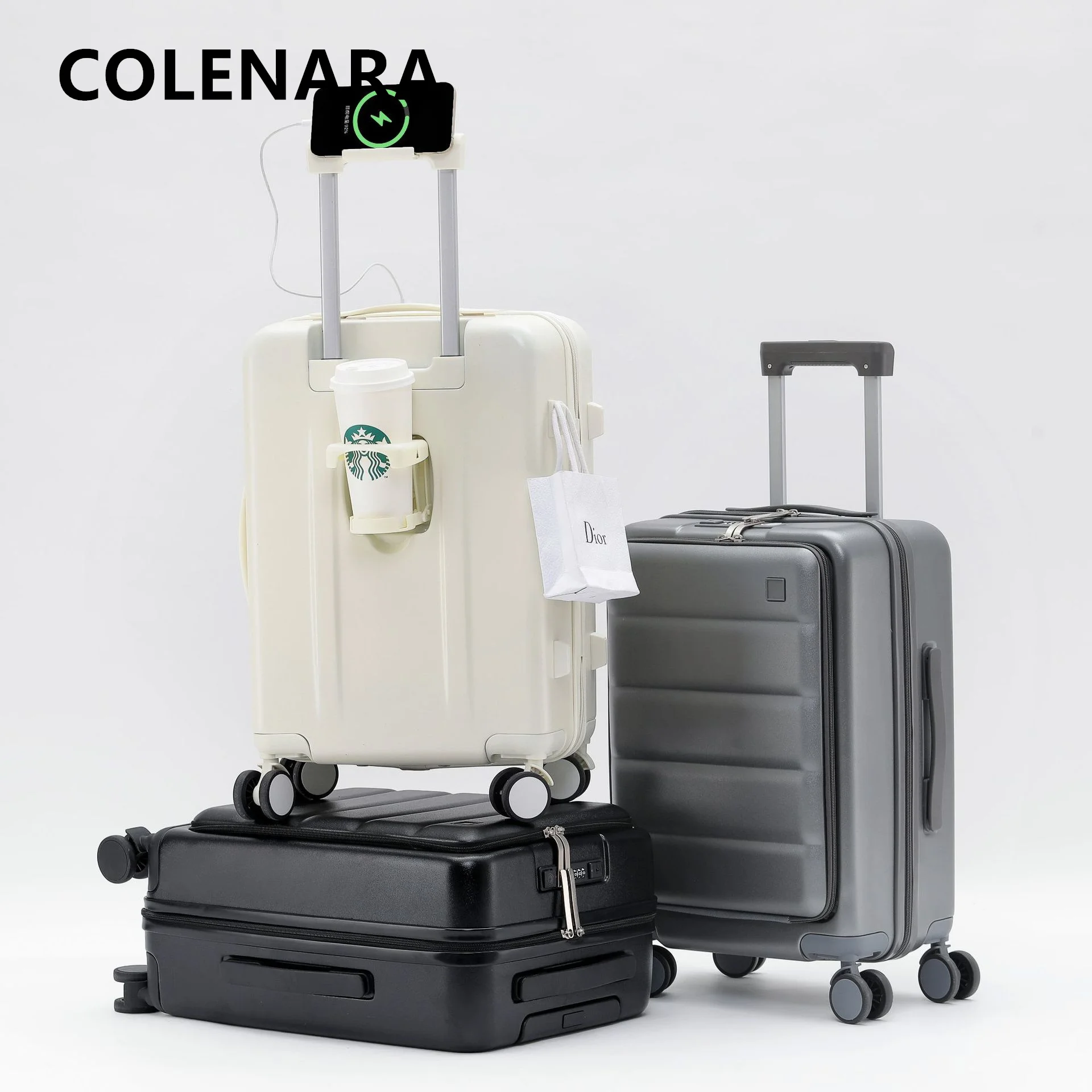 COLENARA Travel Luggage Front Opening Boarding Case Laptop Trolley Case 20